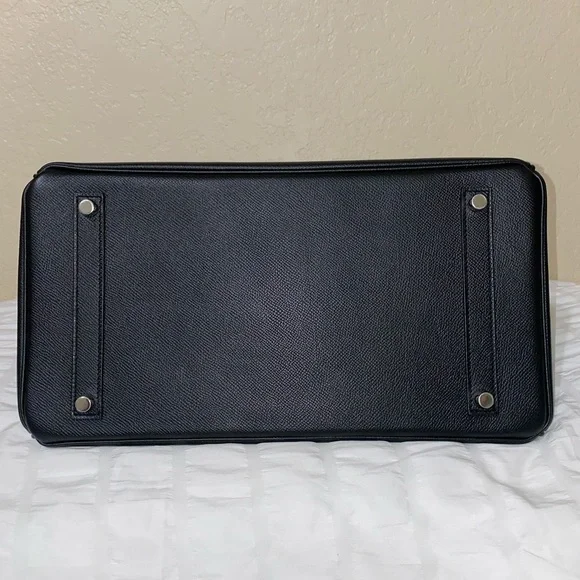 HP🎉RARE HERMÈS BIRKIN BRUSHED PALLADIUM HW EPSOM BLACK LEATHER 35 cm - Picture 7 of 16